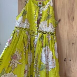 FARM Rio Lime Green Floral Sleeveless Dress